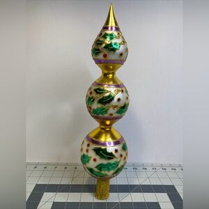 Christopher Radko Holly Ribbons Finial Christmas Holiday Tree Topper 91-153-2